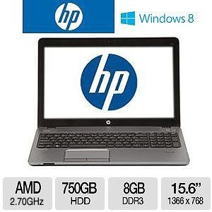 HP ProBook 4545s 15.6″ Inch Notebook PC, AMD Dual-Core A6-4400M 2.7GHz, 8GB DDR3, 750GB HDD, DVDRW, AMD Radeon HD 7520G, Windows 7, Pro 64-bit / Windows 8 Pro 64-bit