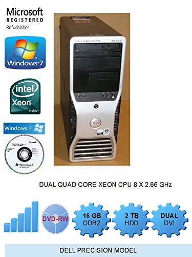 Dell Precision T5400 Workstation Mid-tower , 2X Quad Core Intel Xeon 2.0GHz, 16GB DDR2, *NEW* 1TB HDD, WiFi, Dual Video Output, DVD-RW, Microsoft Windows 7 Professional 64-Bit